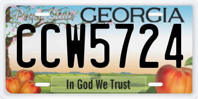 GA license plate CCW5724