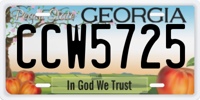 GA license plate CCW5725