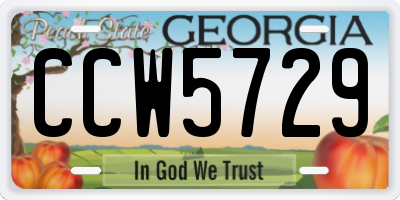 GA license plate CCW5729