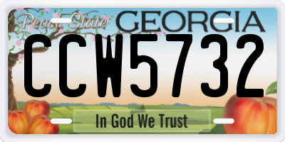 GA license plate CCW5732