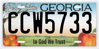 GA license plate CCW5733