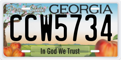 GA license plate CCW5734