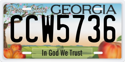 GA license plate CCW5736