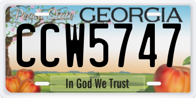 GA license plate CCW5747