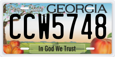 GA license plate CCW5748