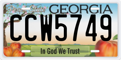 GA license plate CCW5749