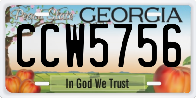 GA license plate CCW5756