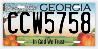 GA license plate CCW5758