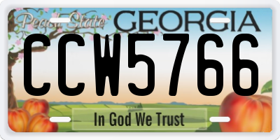 GA license plate CCW5766