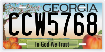GA license plate CCW5768