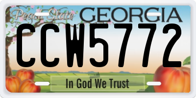 GA license plate CCW5772