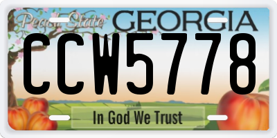 GA license plate CCW5778