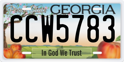 GA license plate CCW5783