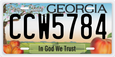 GA license plate CCW5784