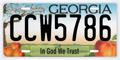 GA license plate CCW5786