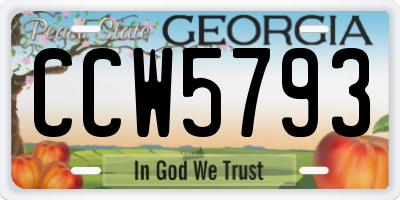 GA license plate CCW5793