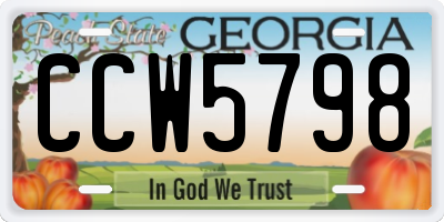 GA license plate CCW5798