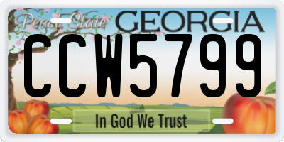 GA license plate CCW5799