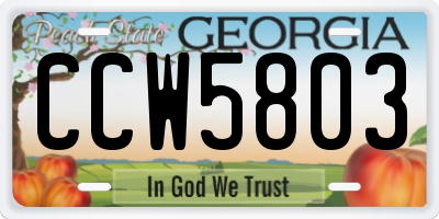 GA license plate CCW5803