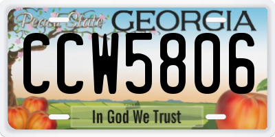 GA license plate CCW5806