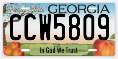 GA license plate CCW5809