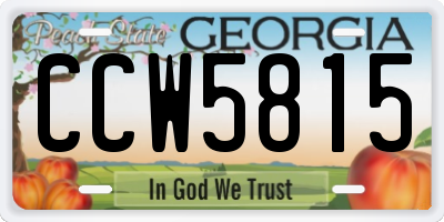 GA license plate CCW5815