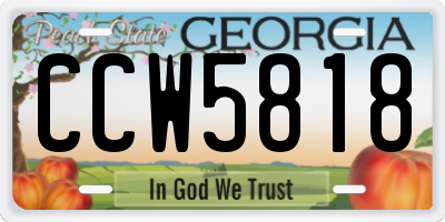 GA license plate CCW5818