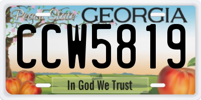 GA license plate CCW5819