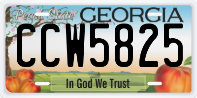 GA license plate CCW5825