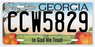 GA license plate CCW5829