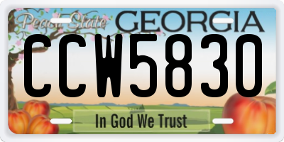 GA license plate CCW5830