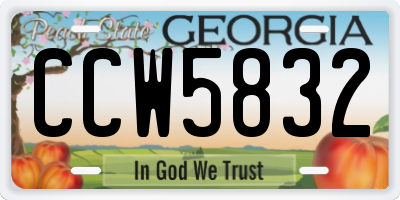 GA license plate CCW5832