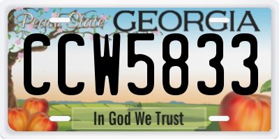 GA license plate CCW5833