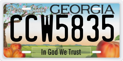 GA license plate CCW5835