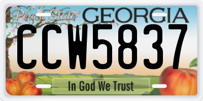 GA license plate CCW5837