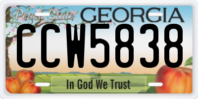 GA license plate CCW5838