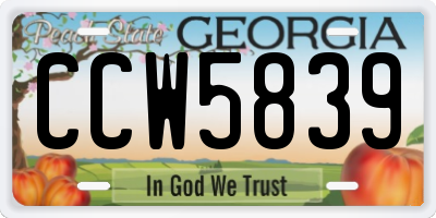 GA license plate CCW5839