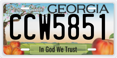 GA license plate CCW5851