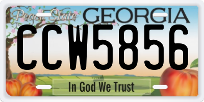 GA license plate CCW5856