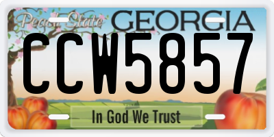 GA license plate CCW5857