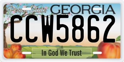 GA license plate CCW5862
