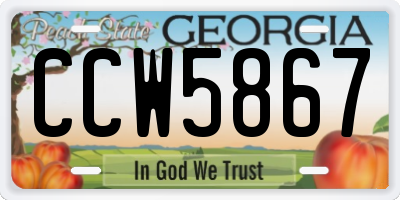GA license plate CCW5867