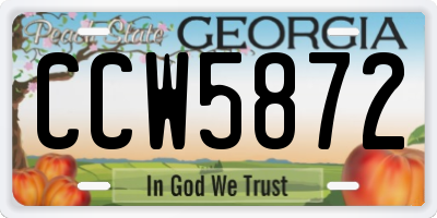 GA license plate CCW5872