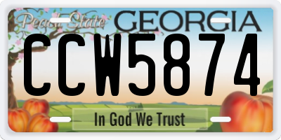 GA license plate CCW5874