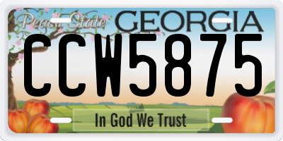 GA license plate CCW5875
