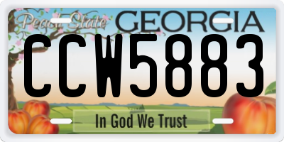 GA license plate CCW5883