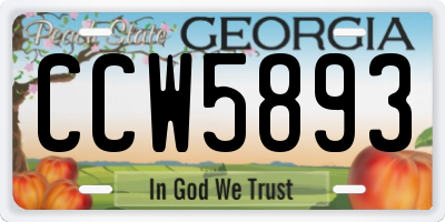 GA license plate CCW5893