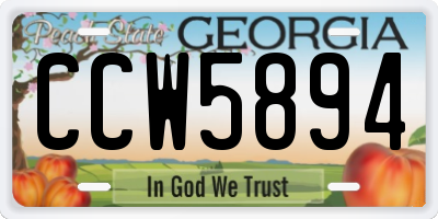 GA license plate CCW5894