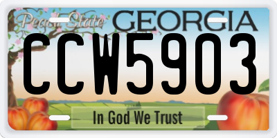 GA license plate CCW5903