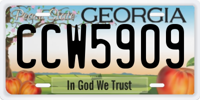 GA license plate CCW5909